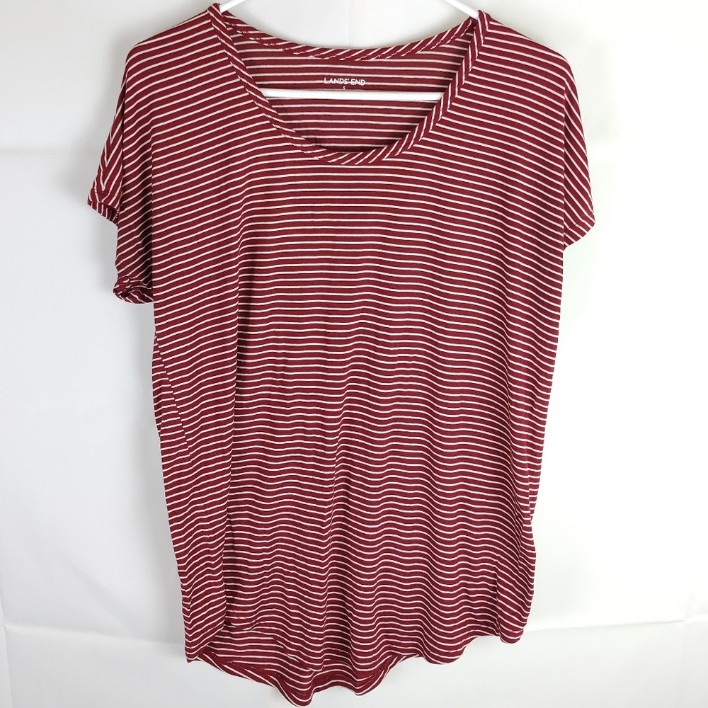 Lands' End Striped Blouse T-Shirt Top Womens S Casual Gorpcore Loungewear Comfy